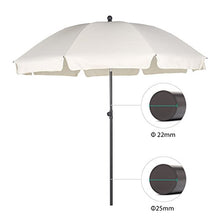 Sekey® Ombrellone Ø 200 cm Tondo Ombrello Parasole da Esterno da Giardino da Spiaggia Crema Protezione Solare UV25+