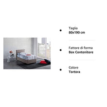 Talamo Italia Letto contenitore Singolo Anna, Made in Italy, Letto con rivestimento in tessuto, Apertura frontale, adatto per materasso cm 80x190, Tortora