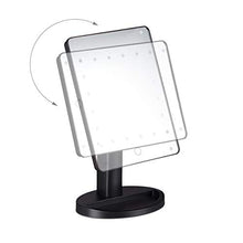 Relaxdays Specchio Trucco con Luce LED, con Base da Tavolo, Specchietto con Illuminazione, HLP: 28,5x17x12 cm, nero
