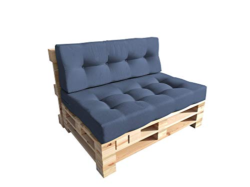 haus & garten - Set di cuscini Roma trapuntati per pallet, per seduta e schienale, a taglio obliquo, ideali per giardino, interni ed esterni