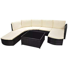 SKM Set Divani da Giardino 5 pz con Cuscini in Polyrattan Nero (71.25kg)