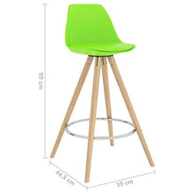 vidaXL Sgabelli da Bar 2 pz Verdi in PP e Legno Massello di Faggio