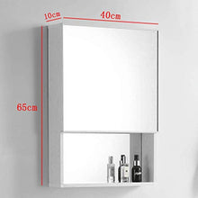 specchio da parete moderno rotondo Armadietto per specchio da parete per bagno con ante e ripiano in metallo Organizzatore multiuso (40 × 65 cm / 15,7 '' × 25,6 '') specchio da parete grande