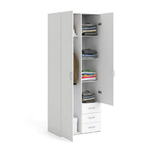Dmora Armadio Guardaroba a Due Ante e Tre cassetti, Colore Bianco, cm 77 x 49 x h200