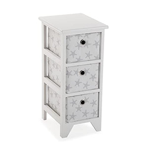 VERSA Starfish Mobile bagno, Mobiletto bagno Salvaspazio, Mobiletti, Cassettiera con 3 cassetti per organizzare, Misure (A x L x l) 58 x 29 x 23 cm, Legno, Colore Bianco