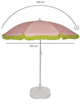 EZPELETA Ombrellone da spiaggia. Leggero e pieghevole in acciaio. 160cm. Protezione solare UPF 50+. Stampa fiori/quadri/righe. Include custodia/borsa. (quadri-Coral)