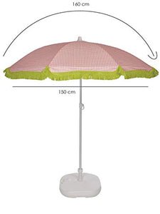 EZPELETA Ombrellone da spiaggia. Leggero e pieghevole in acciaio. 160cm. Protezione solare UPF 50+. Stampa fiori/quadri/righe. Include custodia/borsa. (quadri-Coral)