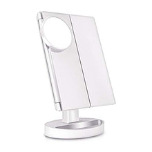 LFK - Specchio da trucco bianco con 22 LED, specchio da trucco a LED, 1 x 2 x 3 x 10 x con ingrandimento regolabile da 180 gradi