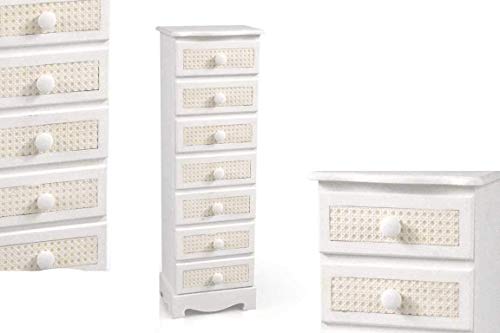 GICOS IMPORT EXPORT SRL Mobile cassettiera Vienna in Legno Colore Bianco Beige 7 cassetti 29 * 23 * 89 cm Arredamento casa schabby Chic Tod 760921