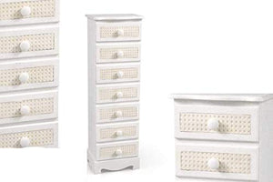 GICOS IMPORT EXPORT SRL Mobile cassettiera Vienna in Legno Colore Bianco Beige 7 cassetti 29 * 23 * 89 cm Arredamento casa schabby Chic Tod 760921