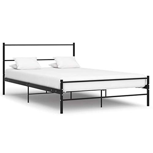 BIGTO - Struttura letto in acciaio per camera da letto, 160 x 200 cm, colore: Nero