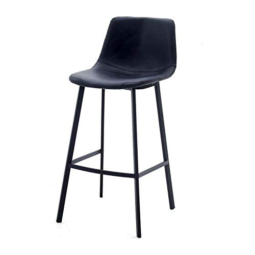 Sedie Da Bar Colazione Sala Da Pranzo Sgabelli Da Bar Cucina Isola Sgabelli Da Bar Con Poggiapiedi Moda Nordica Sedia Da Pranzo Per La Casa Decorazione Della Casa In Pelle-Nero_65 Cm