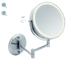Libaro Specchio cosmetico a LED Venezia con ingrandimento 10x, montaggio a parete, cavo USB, luce bianca calda, dimmer