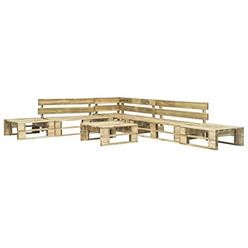 Festnight Set Divani da Giardino con Pallet | Set di Mobili da Giardino | Set Divano Esterno 6 pz Legno FSC Verde
