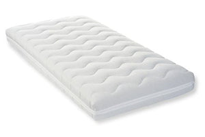 Materasso Ortopedico Culla e Lettino Mis. 60x125 in Fibra termolegata + 3 cm. Memory Foam. Antisoffoco, Anallergico e con Guscio sfoderabile e Lavabile in Lavatrice 100% Made in Italy. (60x120)