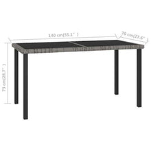 FAMIROSA Tavolo da Pranzo da Giardino Grigio 140x70x73 cm in Polyrattan