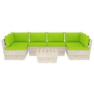 FAMIROSA Set Divani da Giardino su Pallet 7 pz con Cuscini Legno Abete-3599