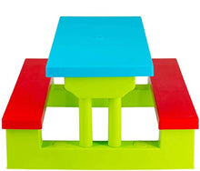 COIL C0325-GREEN - Tavolo da picnic colorato per bambini, tavolo da giardino, panca, sedia e ombrello