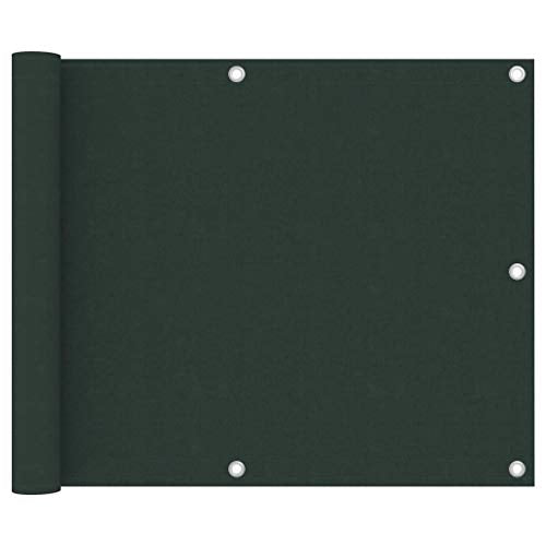 vidaXL Paravento da Balcone Verde Scuro 75x300 cm Tessuto Oxford