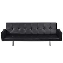 Divano letto in pelle sintetica pieghevole, 184 x 77,5 x 66,5 cm, 3 posizioni regolabili, in similpelle nera