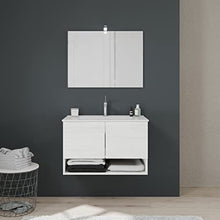 Kiamami Valentina ARMADIETTO BAGNO SOSPESO CON ANTE QUERCIA BIANCO 80CM | VENEZIA