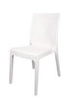 Sedia Selene, in Resina, Simil Rattan, Vari Colori, Esterno, Giardino, Alta qualità, Impilabile (6, Bianco)