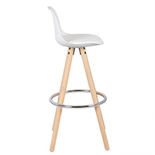 WOLTU BH45ws-2 Sgabelli da Bar Sedia Cucina in Ecopelle Gambe Legno Schienale di Plastica, Bianco 2 Pezzi