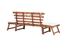 Pissente - Panca da giardino regolabile 2 in 1, letto da giardino convertibile, poltrona relax da giardino in legno con cuscino per cortile terrazzo, hotel