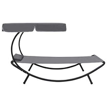 Tidyard Lettino Prendisole con Baldacchino e Cuscino Grigio, Lettino Prendisole, Lettini da Giardino, Sedie a Sdraio da Giardino 200 x 90 x 112 cm