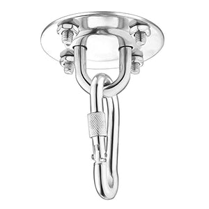 Amaca Ganci Appesi Kit Heavy Duty Oscillazione Piastra Appendini Heavy Duty in Acciaio Inox Eye Con Moschettone Viti Moschettone Per Swing Argento