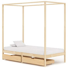 SKM Giroletto con Baldacchino 2 Cassetti in Legno di Pino 90x200 cm (31.4kg) Marrone-0345