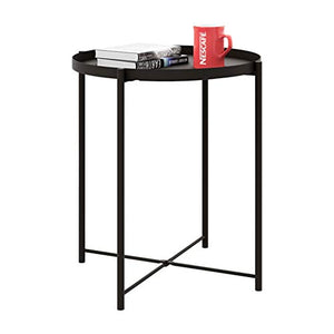 Tavolino semplice piccolo metallo diametro 45 * H53 cm mobili decorato soggiorno balcone casa e ufficio tavolo stabile (colore : nero, dimensioni: H53CM)