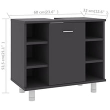 vidaXL Armadio da Bagno Grigio 60x32x53,5 cm in Truciolato