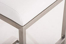 CLP Sgabello Alto in Acciaio Inox Paros in Stoffa I Sgabello Bar Imbottito Alt. 77 CM I Sedia Cucina Design con Schienale, Colore:Bianco