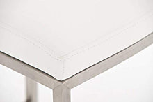 CLP Sgabello Alto Bar Freeport In Similpelle I Sedia Sgabello Design Bancone Imbottito In Acciaio Inox Alt. 76 CM, Colore:bianco
