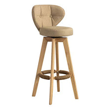 GYPPG Sgabelli Bar Alti bancone, Sedia Bar Moderna Imbottita in Tessuto Effetto Consumato con Schienale Basso e Gambe in Legno per Sala Pranzo, Cucina, bancone Bar - Seduta Color Kaki