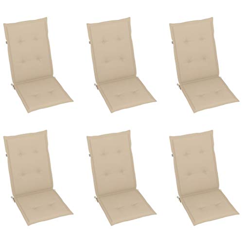 vidaXL Cuscini per Sedie da Giardino 6 pz Beige 120x50x4 cm