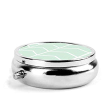 Chevron Mint Northern Lights - Contenitore rotondo per pillole a 3 scomparti, in metallo, per medicina e vitamina