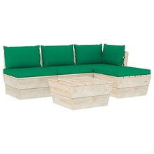 SKM Set Divani da Giardino su Pallet 5 pz con Cuscini Legno Abete (88.4kg) Verde-3461