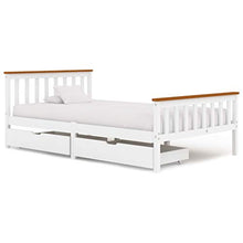 FAMIROSA Giroletto con 2 Cassetti Bianco in Massello di Pino 120x200 cm-0434