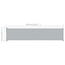 Festnight Tenda Laterale Retrattile per Patio 140x600 cm,Tenda da Sole per Esterno, Tenda da Sole Laterale,Tenda da Sole per Balcone Esterno Grigio