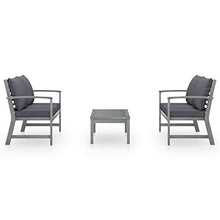 Tidyard 3 pz Set Divani da Giardino in Legno Massello di Acacia con Cuscini Grigio/Crema,Salotto da Giardino,Set Mobili da Giardino,Tavolo Rettangoalre+2 Panche con 2 Posti
