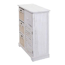 Mendler Cassettiera con 3 ceste Shabby Vintage HWC-H21 Legno paulonia Bianco