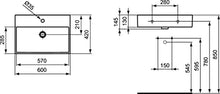 Ideal Standard Lavabo Strada k0778ma, Bianco Ideal Plus, B: 600, t: 420, 1 Perforato Foro del Rubinetto, con Troppo Pieno