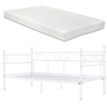 [en.casa] Divano Letto Metallo con Materasso 200 x 100 cm Sofa Singolo Design Incluso Rete a Doghe Bianco