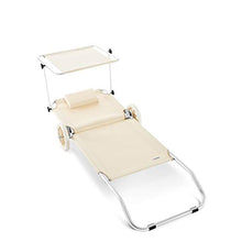 Deuba Casaria Lettino Prendisole Kreta in Alluminio Tetto Sdraia Pieghevole trasportabile 150x52 cm Beige