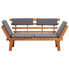 vidaXL Legno Massello Acacia Lettino da Giardino 2 in 1 con Cuscino Rustico Elegante Sedia a Sdraio Arredo Panca Panchina per Esterni Marrone e Grigio