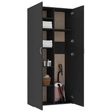 Tidyard Armadietto Nero 80x35,5x180 cm in Truciolato