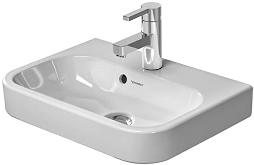 Lavabo per mobili Duravit 50cm Happy D.2 con troppopieno, con Foro per Rubinetto, 1 Foro per Rubinetto, colorazione: Bianco con Wondergliss - 07105000001