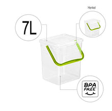 Rotho Powdy Scatola 7l con coperchio e maniglia, Plastica PP senza BPA, Transparente/Verde, 5kg/7l 24.0 x 20.0 x 25.5 cm